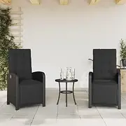 Rattan Reclining Garden Chairs with Footrest - Furniture, Outdoor Lounge Chair for Patio, Deck, Garden - 2 pcs Black