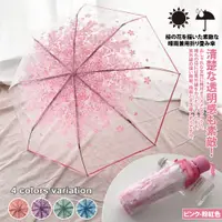 在飛比找PChome24h購物優惠-日系夢幻櫻花透明晴雨兩用8骨折疊傘