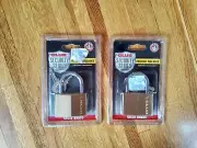 The Club UTL817 Lot Of 2 50mm Solid Brass Padlock, New, 2 Keys Each