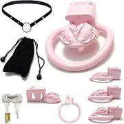 3 Sizes Flat Penis Cage Men's 3D Printing Ultra Micro Chastity Belt Resin Ventilation Cock Cage Chastity Cage with Belt Extreme Chastity SM Bondage Sex Toys(Rose/L,48mm)