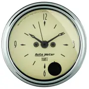 Auto Meter 2-1/16" Quartz Movement Electronic Clock 12 Hour Antique Beige 1885