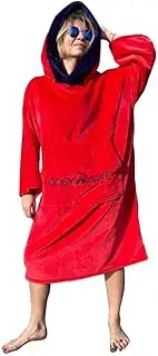 COSYWAVES Surf Poncho, Bath Poncho, Towel Poncho with Hood, Women, Men and Teenagers, Ultralight and Quick-Drying, Warm, Breathable, red, S
