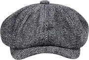 [Whyzsjnclg] Baker Boy Hats for Men Herringbone Mens Hats Classic Tweed Newsboy Hats for Men Thermal Paperboy Hats for Men Soft Fit Hats for Men Outdoor Daily Use Grey Paperboy Hats for Men
