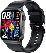 Flamaker E500 Smart Watch Touch Screen Real-time Non-invasive Blood Sugar ECG PPG Monitoring Sports Fitness Smartwatch Black Rubber Belt