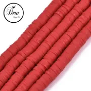 About 300pcs Red Flat Round Bead Handmade Polymer Clay Heishi Beads DIY Jewelry