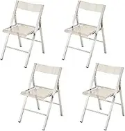 QMNUZCFD Pack of 4 Folding Acrylic Chairs, with Steel Frame, 250 kg Capacity, Indoor Outdoor Seat for Home Office Events Wedding Party (Clear)