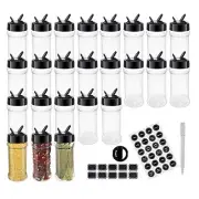 24 Pack 3.3oz Clear Plastic Spice Jars with Shaker Lids Seasoning Containers