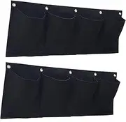 WeiLaiKeQi 2 Pieces Plant Planting Grow Bags Hanging Flower Pouch Horizontal Easy to Use Gardening Planter Pockets for Yard Outdoor, Black