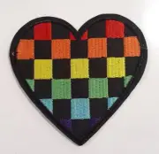 Heat Shape Patch Multi Color Checkered Iron On Sew Quality Embroidery Patch