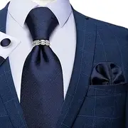 [GEDASHU] men's tie Gold Striped Men'S Tie Handkerchief Set 8Cm Tie Ring Business Wedding Tie Men'S Accessories