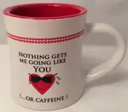 Lovers Hearts Coffee Cup Mug "Nothing Gets Me Going Like You or Caffeine" New