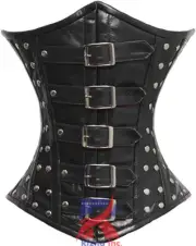 Leather Corset Steel Boned Underbust Fetish Steampunk Heavy Shaper Trainer