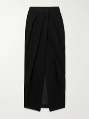 [Lisa Marie Fernandez] Lisa Marie Fernandez - + Net Sustain Pleated Crinkled Linen-blend Gauze Pareo - Black - 4 4 Black