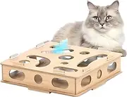 Cat Puzzle Box, Wooden Cat Toy, Wooden Cat Interactive Toy Box, Maze Catch Mice Game Mental Pet Accessories for Stimulation Instincts