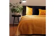 J.Elliot Home Adela Mustard Velvet Quilted Coverlet Set Queen/King