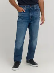 GUESS Men's Blue Denim Mike Jeans in Mid Wash Size: 33, Spandex