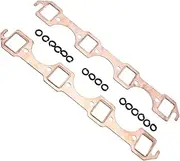 HDVCRNBAVW 2 Pieces Exhaust Header Gaskets Plating Small Block Port Gasket Reusable Copper Compatible with Ford 289 4.8L 351W 5.8L 260 4.3L 62-86 Shim