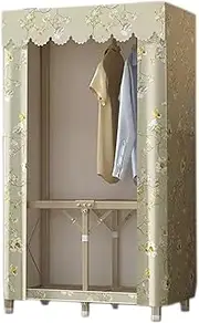 Wardrobe, Portable Wardrobe Canvas Wardrobe with Hanging Rail Foldable Closet for Bedroom Strong and Durable,D-75x45x160cm