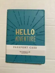 Hello Adventure Eccolo Travel Passport Holder Case Via Lorenzo Blue Aqua NWT