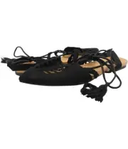 American Eagle Womens Multi Texture Straps Ballet Flats, Black, 9 2A(N) US