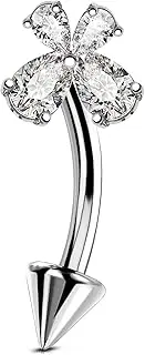[KUNASSHIR] 16G Sparkly CZ Rook Piercing Jewellery Stainless Steel 316L Eyebrow Piercings Curved Barbells Cartilage Daith Helix Earrings