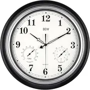 BEW Outdoor Clock Waterproof, Large Outdoor Clocks for Patio-Black Silver