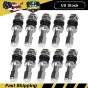 Stainless Steel 10pcs /Set Wheel Tire Valve Stems Hight Pressure Bolt in w/ Caps
