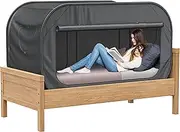 Skywin Bed Tent Twin - Pop Up Privacy Tent for Twin Bed, Collapsible, Breathable, Light Reducing Pongee Bed Canopy for Warm and Cozy Night, Black