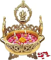 Elephant Design Decorative Ganesha Traditional Urli Brass Bowl Showpiece 1000 ML
