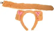 [CATIEBYE] 1set Plush Dog Ears and Tail Headband Easter Soft Animal Costume Accessory for Women and Girls Adorable Dog Ear Headband Clip Tail Comfortable and Design