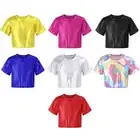 Kids Girls Shiny Sequins Jazz Hip Hop Street Dancew Crop Tops T-shirts AU