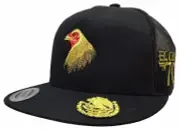Medio Gallo El Chapo 701 3 Logos Hat Black Mesh Águila Visera Gold Logo Federal
