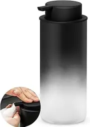 Glass Soap Dispenser with Pump,Refillable Hand Soap Dispenser for Kitchen Countertop,Dish Soap and Lotion Dispenser Bottle for Bathroom (15.83 oz Black Foam Soap Dispenser)