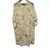 Torrid Blouse Womens 3X Plus Ivory Floral Tunic Semi Sheer Chiffon Cottagecore