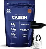 Pure Product Australia - 100% Casein Protein Powder - NZ Micellar Casein - Grass-Fed - Calcium Rich - 27g Protein per Serve - 4kg (120 Servings) - Chocolate + Glass shaker