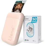 Liene 2 x 3 Photo Printer, Portable Printer with 50 Zink Self-Adhesive Paper, Mini Bluetooth Photo Printer for iOS/Android Smartphone, Instant Photo Printer for iPhone