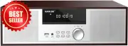 Vintage Micro HiFi System 40W CD Player Bluetooth USB AUX FM Remote Silver Wood