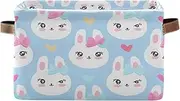 Cute Rabbits Closet Storage Cloth Bins with Handle, Collapsible Nursery Storage, Set of 2