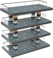Vehicle Model Display Case with Parking Lot Scene, 1/64 4 Tiers Car Garage Protective Case for Toy Cars, Collectors, Alloy Car