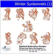 Embroidery Design Set- Winter Sunbonnets(1) - 9 Designs - 9 Formats - USB Stick