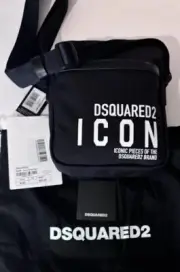$602Dsquared2 Man Black polyamide - Cow Leather Be Icon Crossbody Shoulder Bag