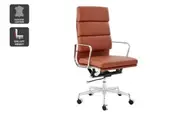 Matt Blatt Eames Premium Replica High Back Soft Pad Office Chair Genuine Leather (Tan/Chrome)