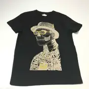 New Men ShortSleeve Shirt L Black Top Tee T-Shirt Man With Hat Sunglasses Crown