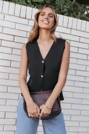 [PUP14] Everlee Knit Vest Top - Black M black