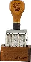 Vaveren Roller Date Stamp Digital Roller Stamp with Wooden Handle & Base Rotating Stamp Rubber Stamp Business Stamps for Card Making Planner, Brown