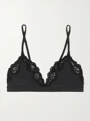 [SKIMS] SKIMS - Fits Everybody Lace-trimmed Stretch Triangle Bralette - Onyx - Black - 4XL 4XL Black