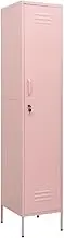 vidaXL Pink Steel Locker Cabinet - Adjustable Shelves Office/Living Room Sideboard/Cupboard with Locks - 35x46x180 cm