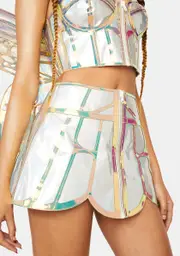 [Club Exx] Butterfly Supreme Holographic Mini Skirt