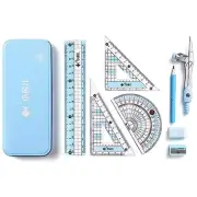 8 Pcs Compass/Math Set for Students with Shatterproof Storage Box, Geometry