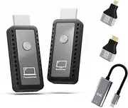 Wireless HDMI Transmitter and Receiver Kit - 100ft 1080P 60Hz Plug and Play Portable 5G Extender, Adapter Dongle for Streaming